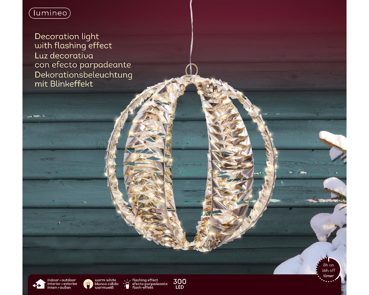 12" 300 LED Warm White Micro Gold Ball