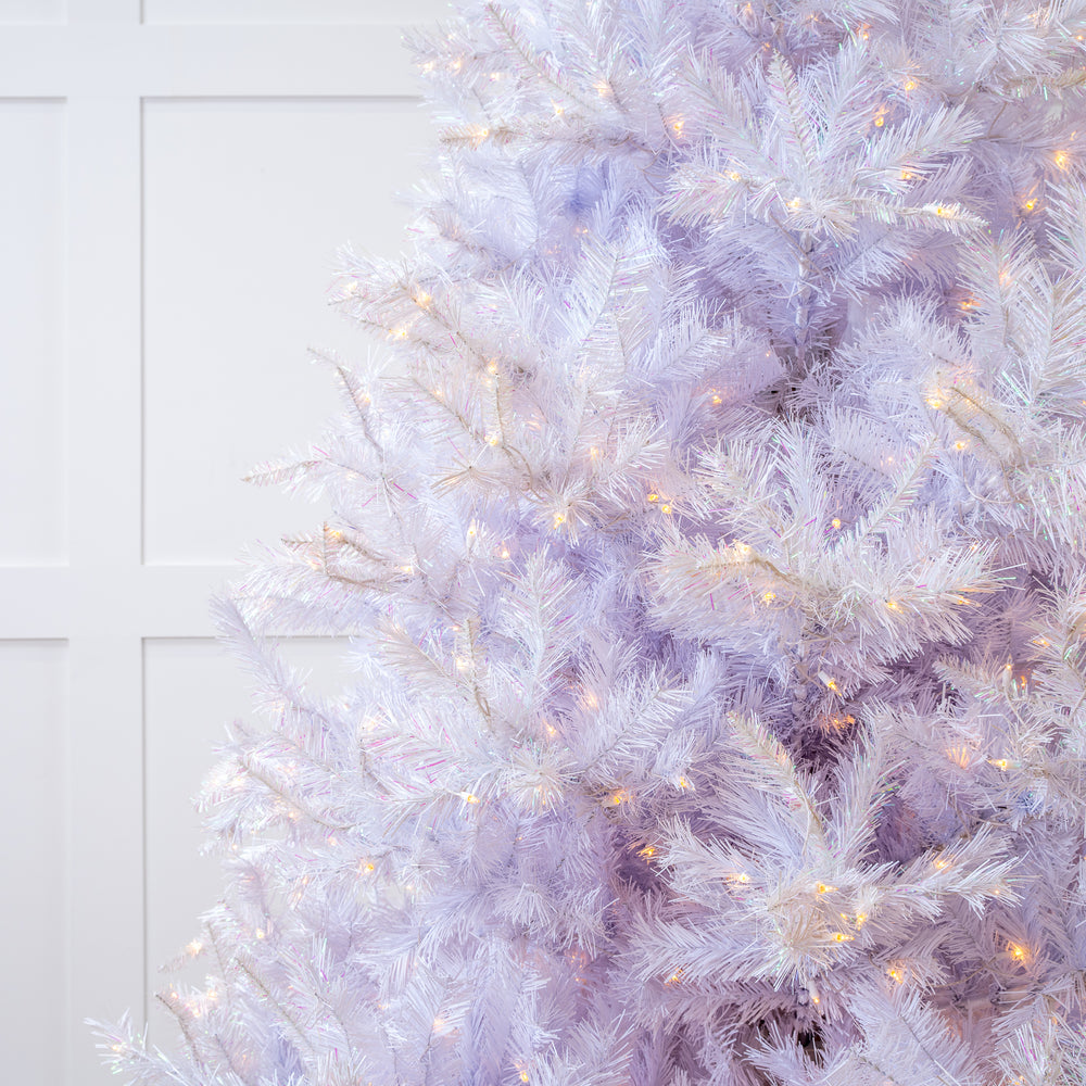 10 FT White Aspen Fir Tree Pre-Lit Incandescent White Lights