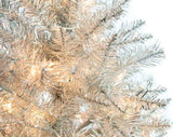 4 FT Silver Tinsel Tree Pre-Lit Clear Lights