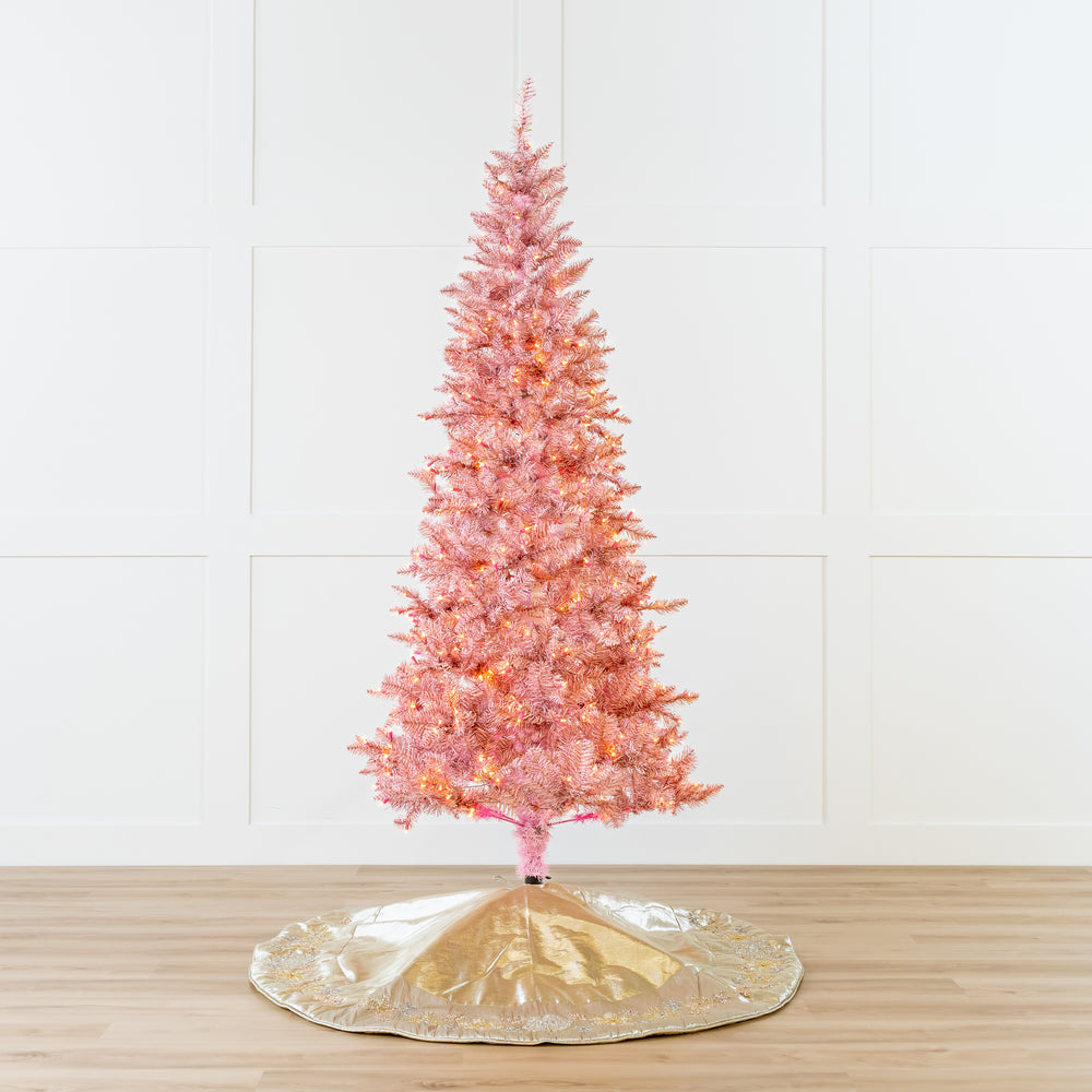 Pink Tinsel Slim Tree Pre-Lit Clear Lights