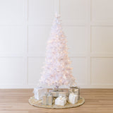 White Tiffany Tinsel Tree Pre-Lit Clear Lights