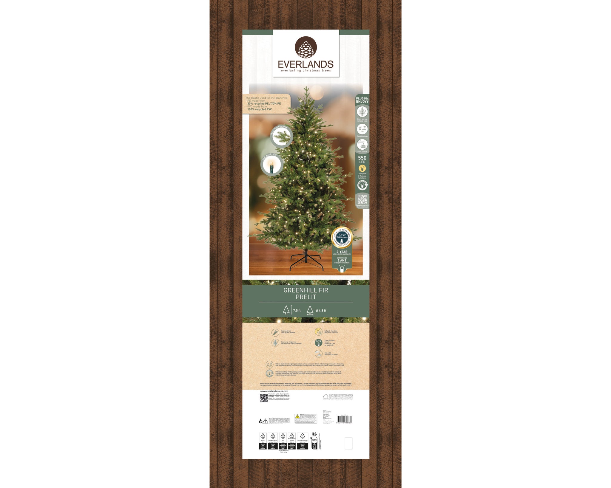 Greenhill Fir Tree Pre Lit Soft Warm LED Lights