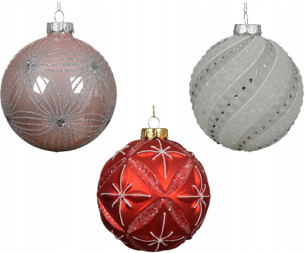 4" Lilac Glitter Glass Ornament Assorted