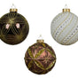 4" Brown & Gold Glitter Glass Ornament