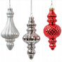 6" Red, White, & Silver Glass Finial Ornament