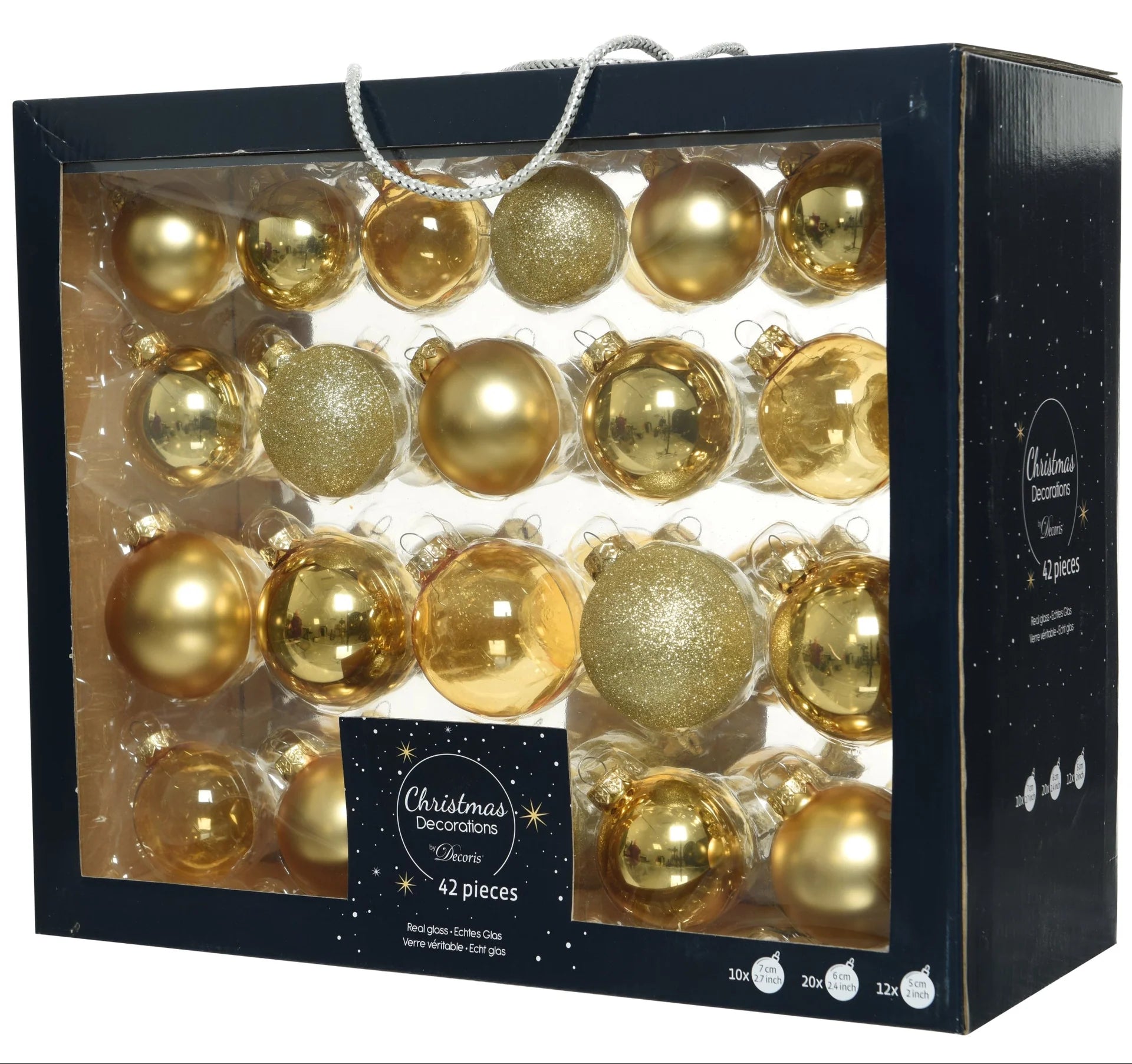 2-2.7" Assorted Glass Ornament Set Of 42