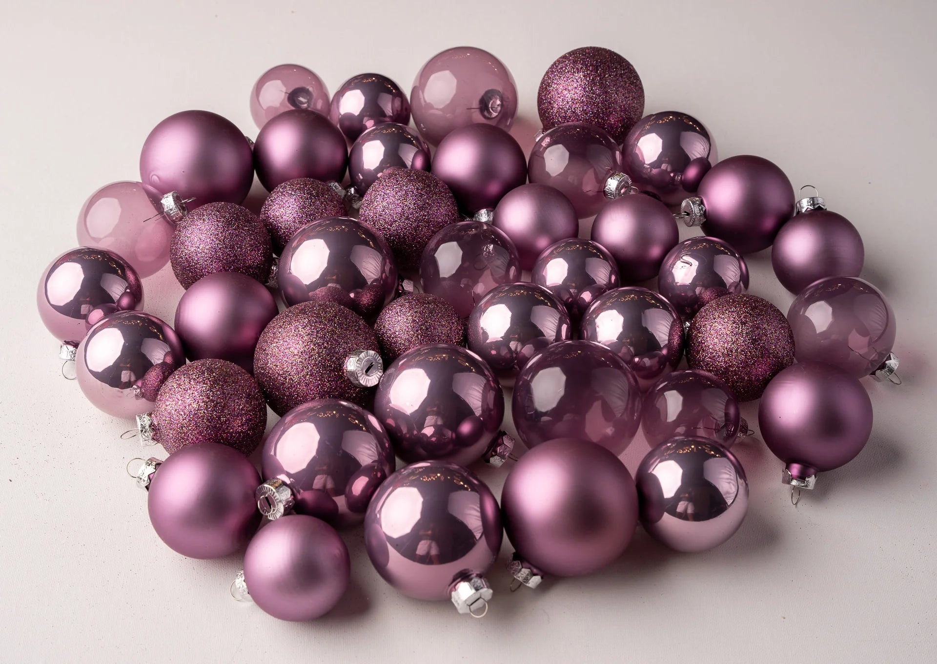 2-2.7" Assorted Glass Ornament Set Of 42