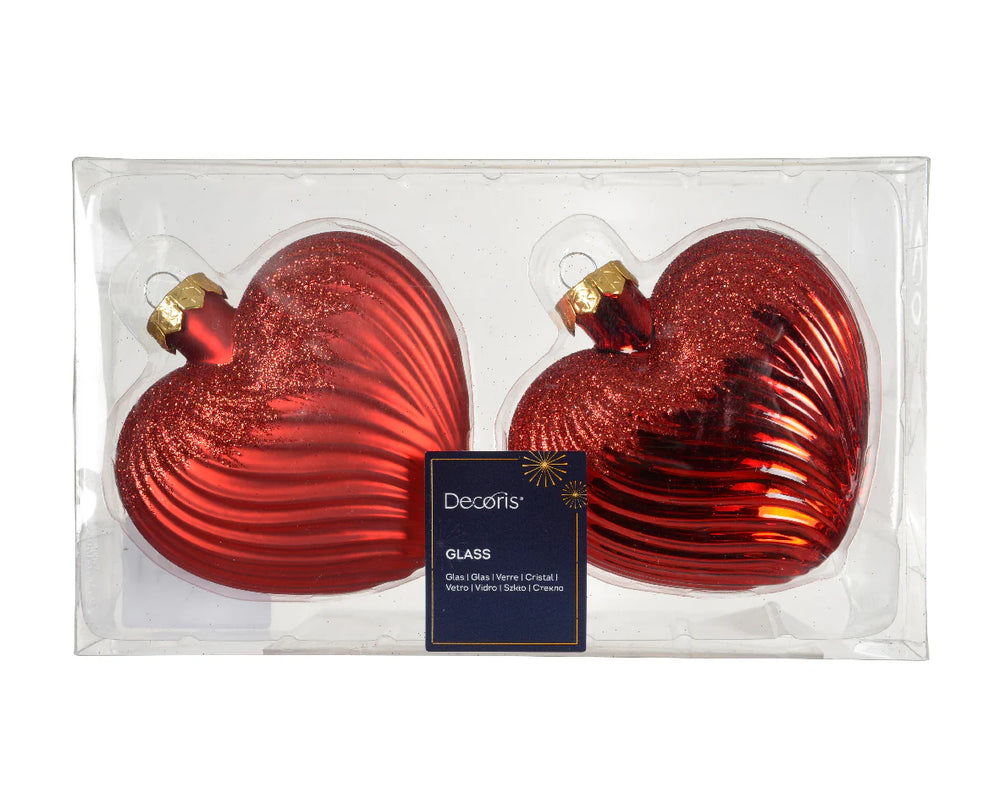 4" Red Heart Glass Ornament