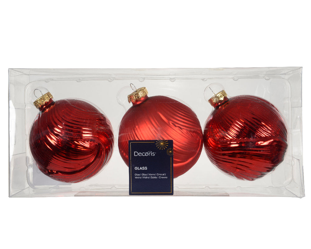 3" Red Shiny Matte Glass Ball Ornament