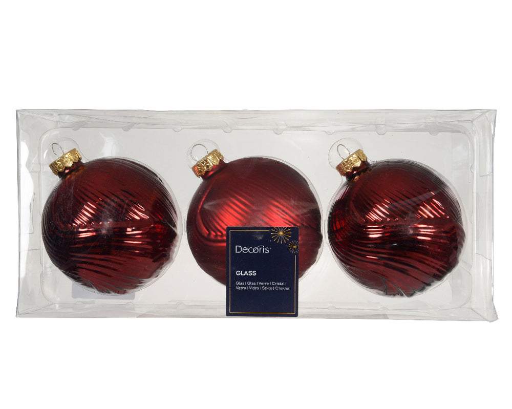 3" Oxblood Shiny Matte Glass Ball Ornament
