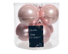 3" Pink Shiny Matte Glass Ball Ornament Set Of 6