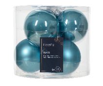 3" Sugar Blue Shiny Matte Glass Ball Ornament