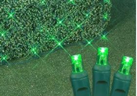 100 LED Green Net Lights With Green Wire & 5MM Bulbs