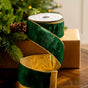 2.5" X 10YD Emerald Velvet Ribbon With Gold Back & Edge