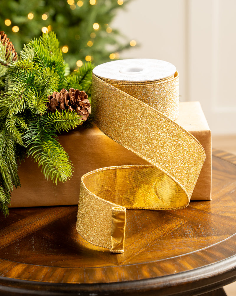 2.5" X 10YD Gold Mesh Ribbon With Gold Back