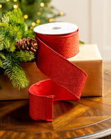 2.5" X 10YD Red Mesh Ribbon With Red Back