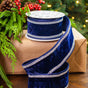 2.5" X 5YD Navy Velvet With Swarovski Trim Ribbon