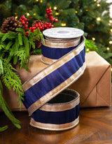 2.5" X 5YD Navy With Platinum Edge Ribbon