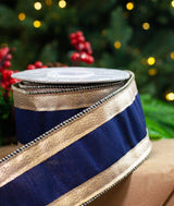 2.5" X 5YD Navy With Platinum Edge Ribbon