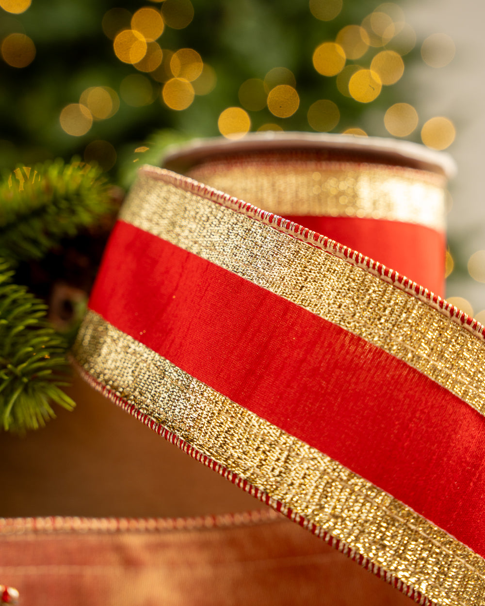 2.5" X 10YD Red With Gold Edge Ribbon