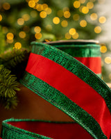 2.5" X 5YD Red With Green Edge Ribbon