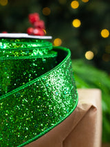 2.5" X 10YD Emerald Full Glitter Ribbon