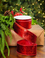 2.5" X 10YD Red Full Glitter Ribbon