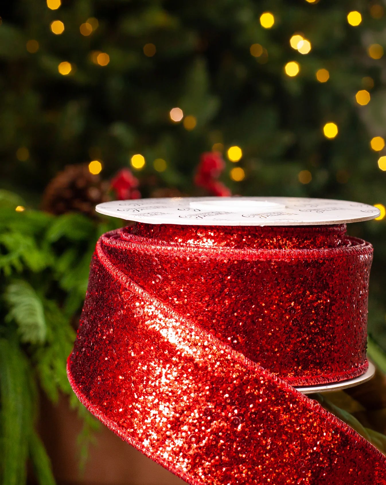 2.5" X 10YD Red Full Glitter Ribbon