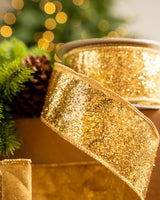 2.5" X 10YD Gold Full Glitter Ribbon