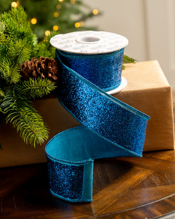 2.5" X 10YD Midnight Blue Full Glitter Ribbon