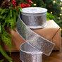 2.5" X 10YD Silver Glitter Ribbon