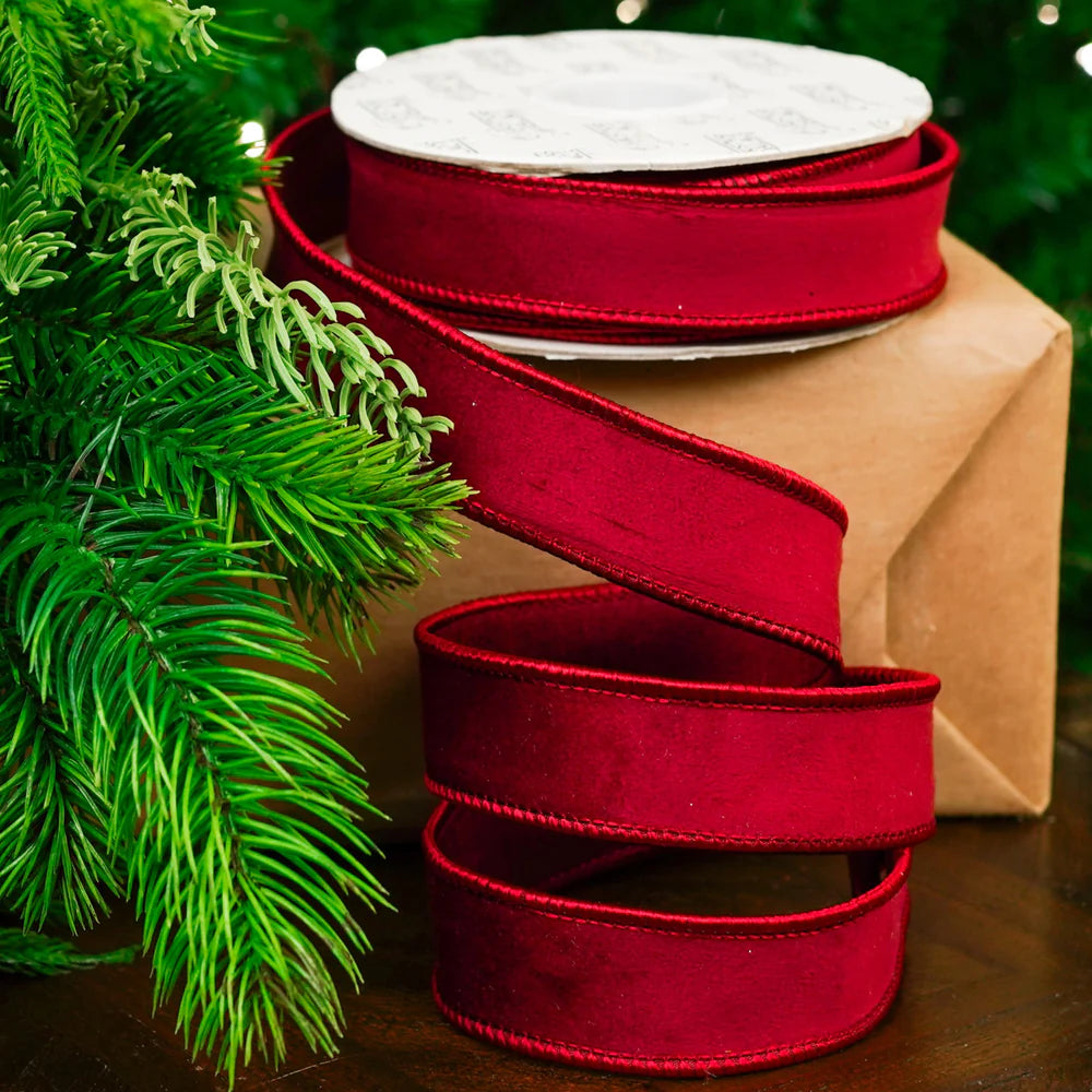 1" X 10YD Burgundy Velvet Ribbon
