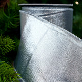 2.5" X 10YD Silver Dupion Metallic Ribbon