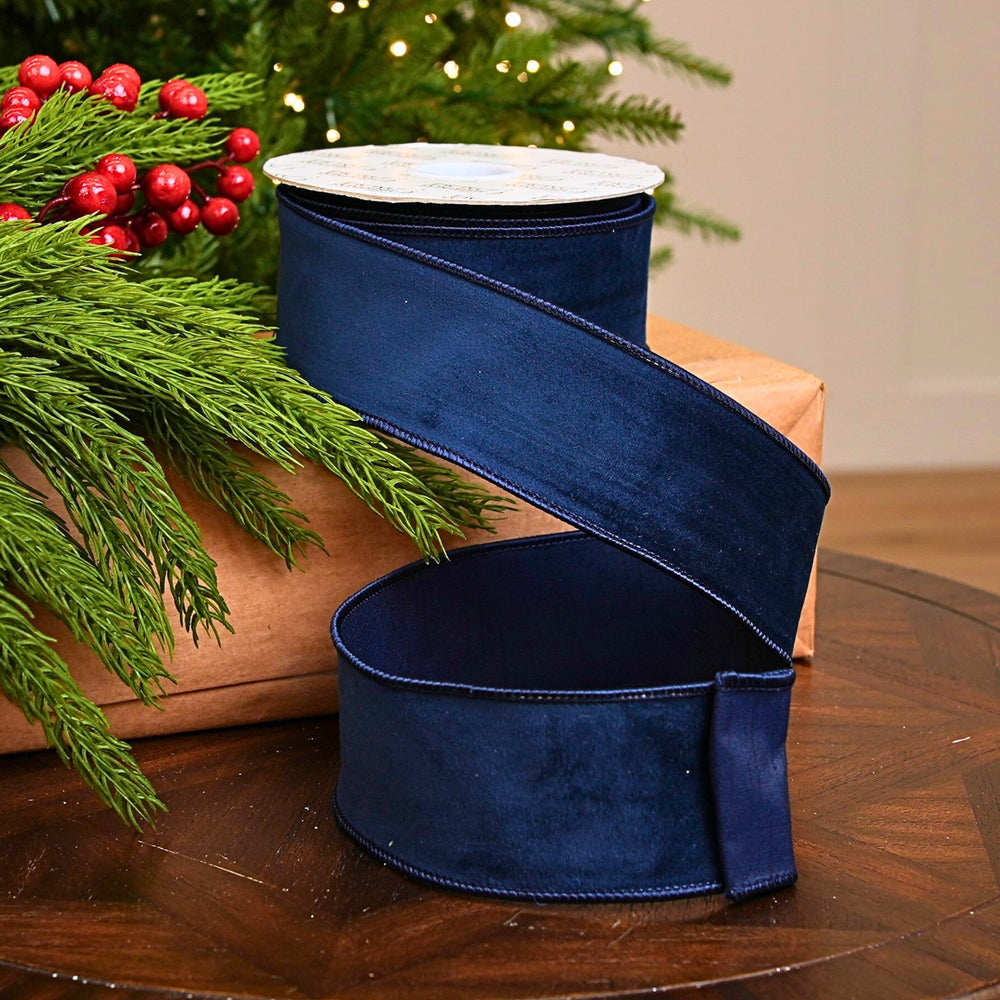 2.5" X 10YD Navy Velvet Ribbon