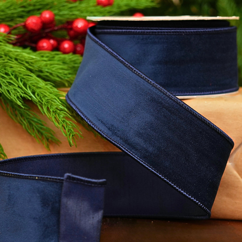 2.5" X 10YD Navy Velvet Ribbon