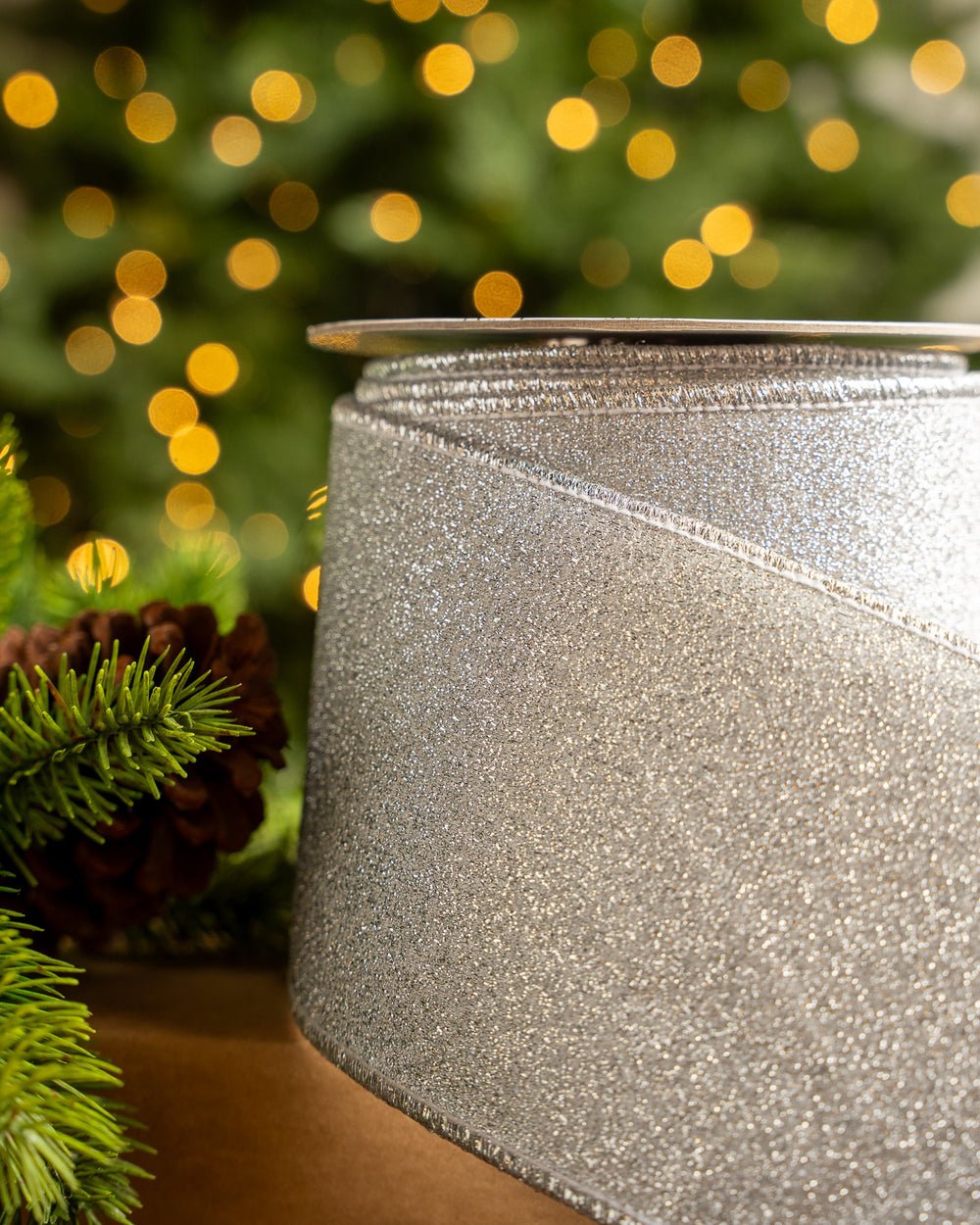 4" X 10YD Silver Mesh Ribbon