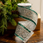 4" X 5YD Emerald Velvet Ribbon Beaded In Silver