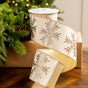4" X 10YD Ivory Ribbon With Gold Glitter Snowflake
