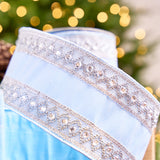 4" X 5YD Light Blue & Silver Beaded Jewel Trim Ribbon