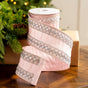 4" X 5YD Pink & Silver Beaded Jewel Trim Ribbon