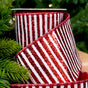 4" X 10YD Red & White Glitter Stripe Ribbon