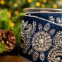 4" X 5YD Navy Velvet Ribbon With Silver Beaded Jewels