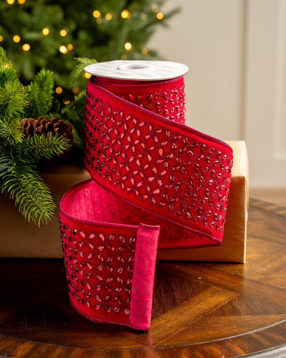 4" X 5YD Hot Pink Jewel Ribbon