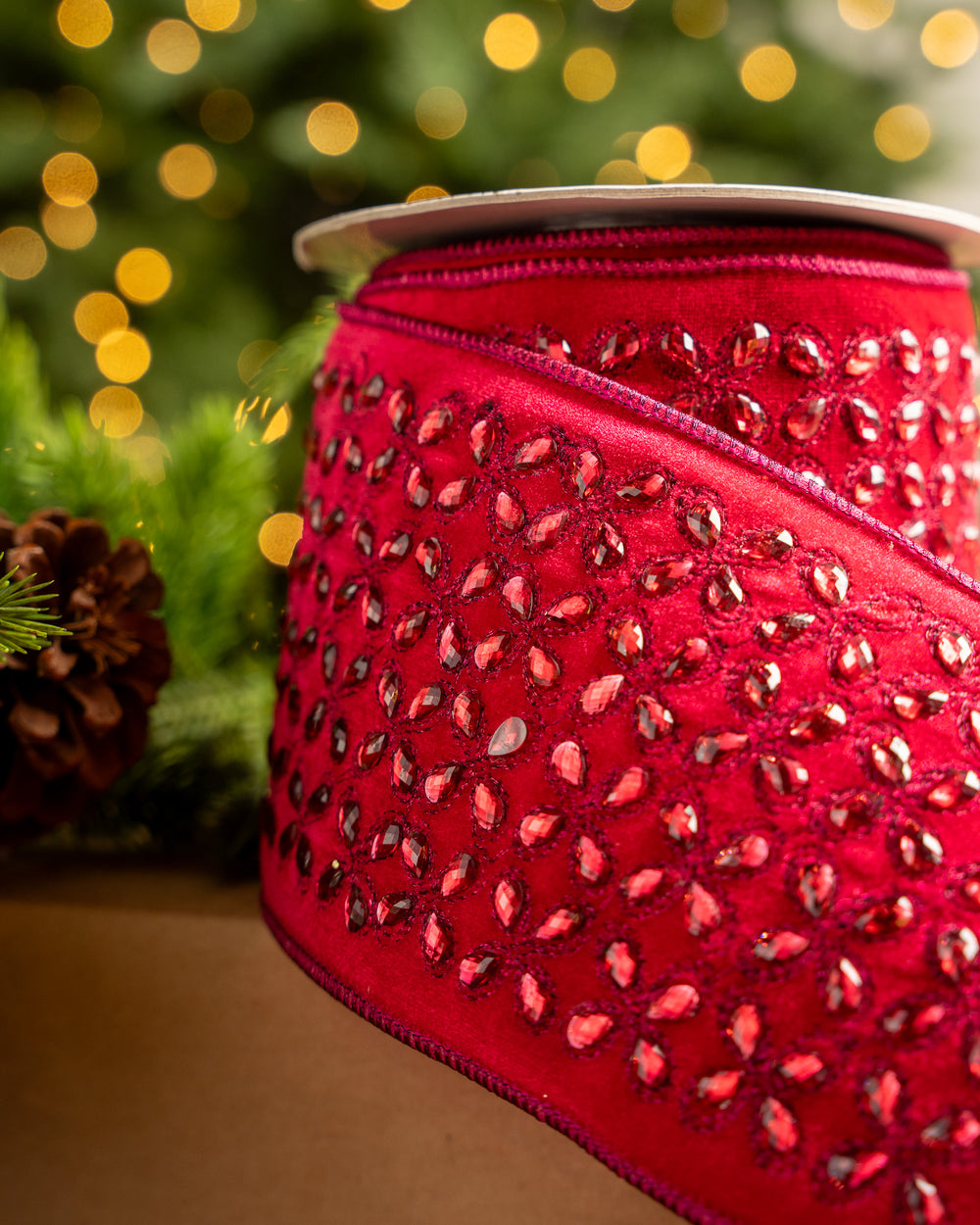 4" X 5YD Hot Pink Jewel Ribbon