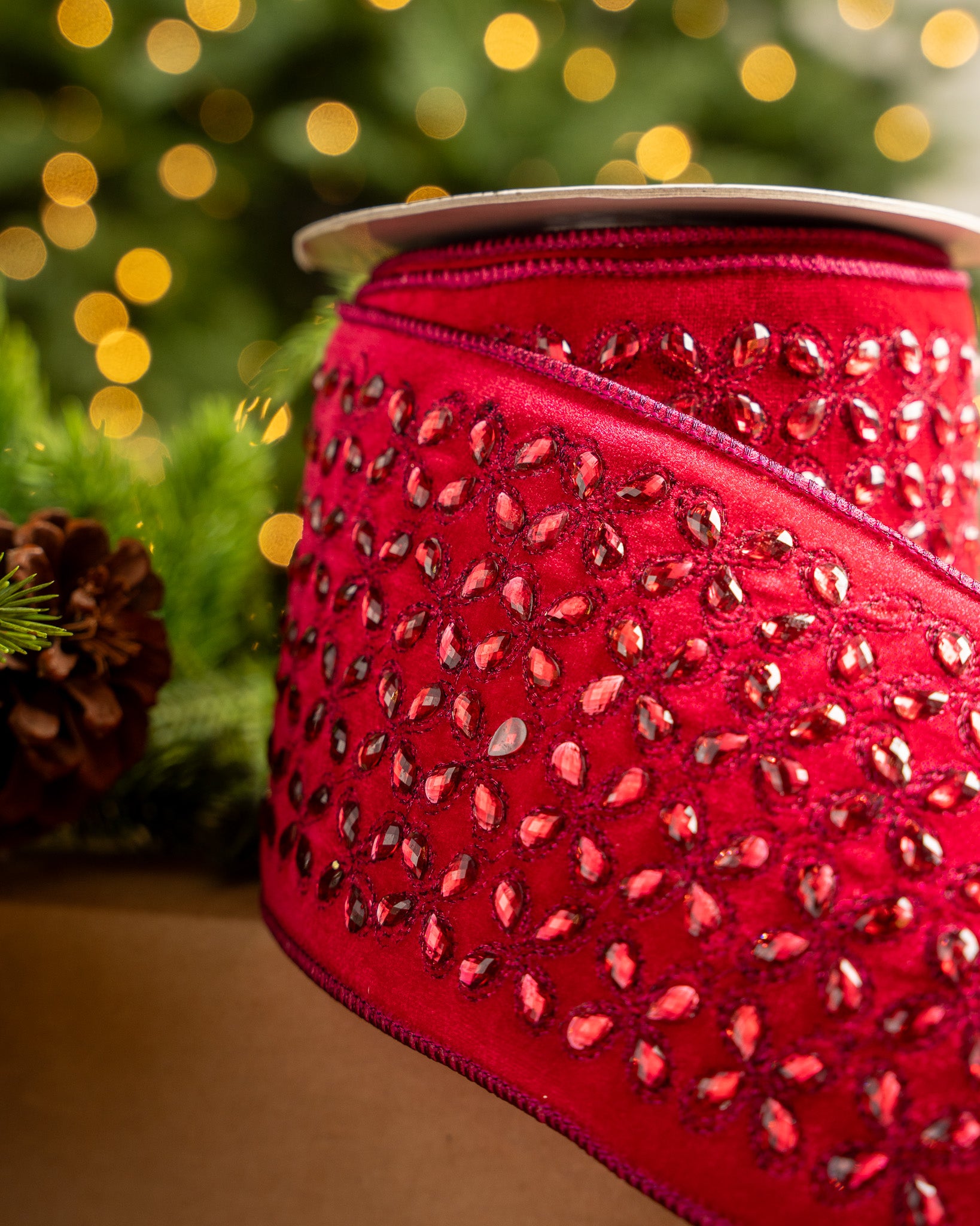 4" X 5YD Hot Pink Jewel Ribbon