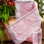 4" X 5YD Pink Velvet Ribbon With Swarovski Trim