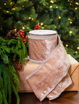 4" X 5YD Platinum Velvet Swarovski Trim Ribbon