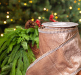 4" X 5YD Platinum Velvet Swarovski Trim Ribbon