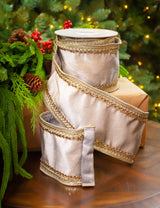 4" X 5YD Platinum Velvet Beaded Trim Ribbon