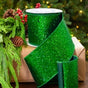 4" X 10YD Emerald Glitter Ribbon